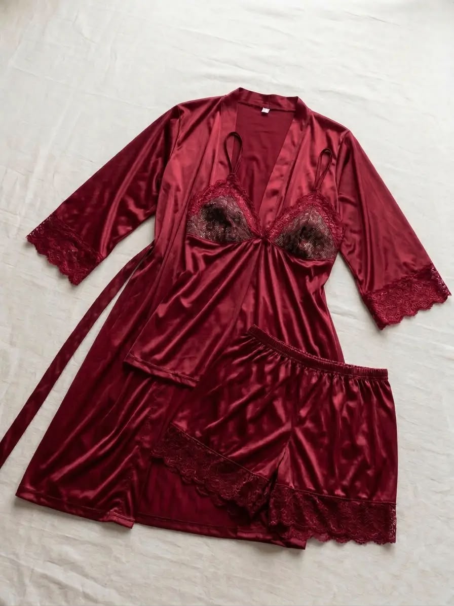 Burgundy Lace Nightwear Set