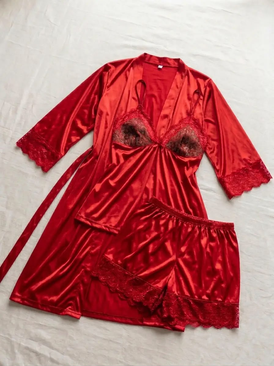 Burgundy Lace Nightwear Set