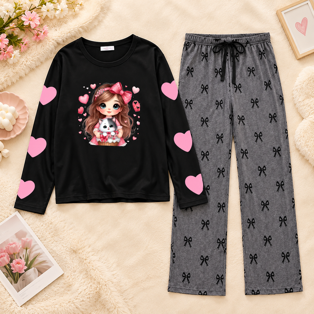 Heart & Bow Pajama Set